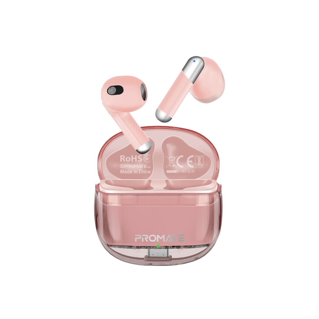 Promate Transparent TWS Earbuds with 26 Hours Play Time in Qatar Promate Transparent TWS Earbuds with 26 Hours Play Time in Qatar